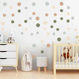 99 Stück Wandsticker Kinderzimmer Punkte Wandtattoo Babyzimmer Selbstklebend - Wandaufkleber Kreise Wanddeko für Mädchen & Jungen, Kinderzimmer Deko Boho Style, 3 Bögen à 22,5x29cm