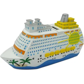 Topshop24you Spardose Kreuzfahrtschiff bunt, 20x11x7 cm – Maritime Sparbüchse Schiff, Geldgeschenk, Urlaub & Kreuzfahrt Deko (Kreuzfahrtschiff)