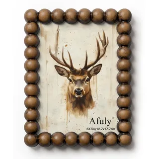 Afuly Bilderrahmen 13x18 Picture Frame Holz Fotorahmen mit holz Perlen Vintage Rustikal Picture Frames Wand Tablelle Dekor Dispaly Weihnachten Geburtstag Geschenk für mama Oma Family Eltern Freund