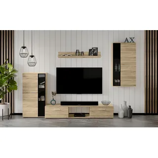 AX LIVING Hochwertige Wohnwand Formilo 240 cm – Modern & Sonoma Eiche - Beige
