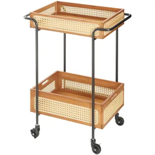 [en.casa] Servierwagen Tervola mit 2 Körben Bambus , 61x80.5x39 cm , Esszimmer, Servierwagen