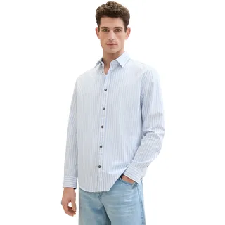 TOM TAILOR Langarmhemd, mit Streifen TOM TAILOR blue white dobby stripe XL