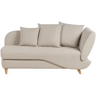 Beliani Chaiselongue Leinenoptik beige mit Bettkasten rechtsseitig Meri , Hellbraun, Beige , Textil , 156x73x69 cm , Wohnzimmer, Sofas & Couches, Sofas, Recamieren