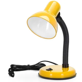 Aigostar Vintage Schreibtischlampe, Retro Tischlampe mit Stecker, ohne Glühbirne, kompatibel mit LED-Glühbirnen Modell E27, verstellbare Lampensäule, Gelb