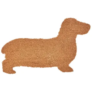 Homescapes FUßMATTE Dackel, Kokos 45/74 cm , Naturfarben , Naturmaterialen , Tiere , Freiform , 45x75 cm , Teppiche und Böden, Schmutzfangmatten, Fußmatten