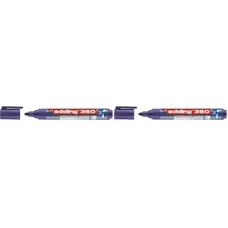 edding 360 Whiteboardmarker - violett - 1 Whiteboard Stift - Rundspitze 1,5-3 mm - Boardmarker abwischbar - für Whiteboard, Flipchart, Magnettafel, Pinnwand, Memoboard - Sketchnotes (Packung mit 2)