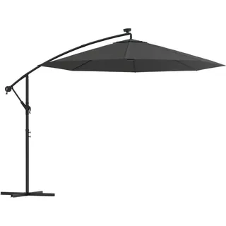vidaXL Ampelschirm mit LED-Beleuchtung und Stahl-Mast 300 cm Anthrazit - Grau