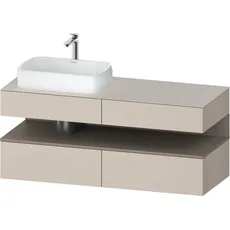 Duravit Qatego Konsolenwaschtischunterbau, 2 Auszüge, 2 Schubkästen, Ausschnitt links, 1400x550x600mm, Nische Basalt Matt, QA4765043, Farbe: Taupe Matt