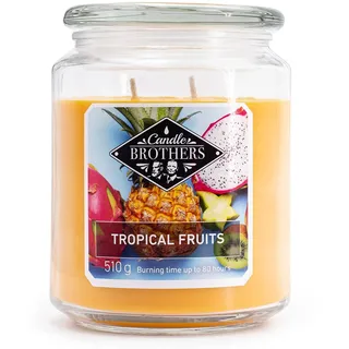 Candle-Brothers Große Duftkerze im Glas mit Deckel | Tropical Fruits | Duftkerze Fruchtig | Kerze 2 Docht | Kerze lange Brenndauer | Geschenk für Frauen