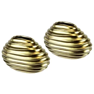 I.GE.A. »Keramik-Vase« 2er Set Kleine Vase Weiß Modern Keramik Tisch Küche Büro Pampasgras,