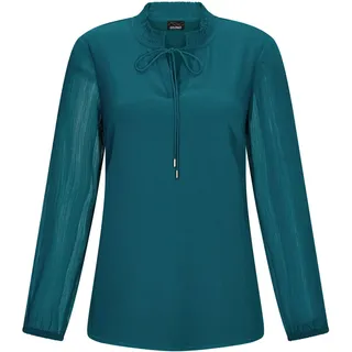 GOLDNER Chiffonbluse »Kurzgröße Elegante Jersey-Bluse mit Rundhals«, grün