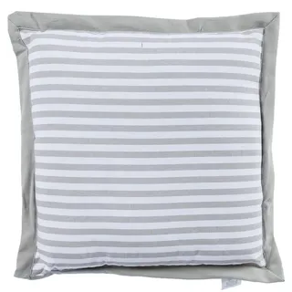 Homescapes Sitzkissen grau-weiß gestreift, 40/40/5 cm , Textil , Gestreift , Füllung: Polyester , Quadratisch , 40x5x40 cm , Oeko-Tex® Standard 100 , Heimtextilien, Wohntextilien, Kissen