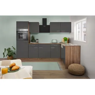 Winkelküche York 280 x 172 cm L-Form E-Geräte grau seidenglanz