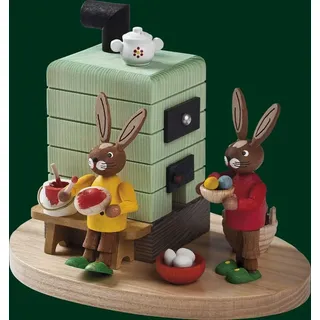 Richard Glässer GmbH Seiffen Hasen am Ofen, Osterhase Holz, Erzgebirge Richard Glässer Seiffen,
