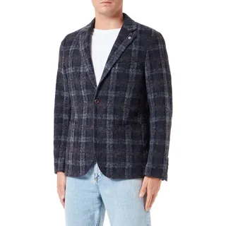 camel active Herren Modern Karierstes Sakko Lässiger Blazer, Dunkelblau, 50 EU