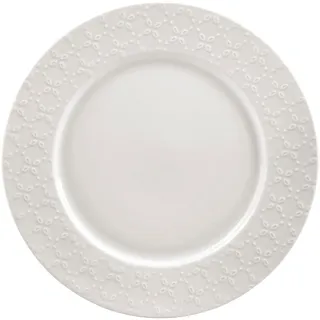 GENEVIEVE LETHU 536300 Flacher Teller, Ø 27 cm, Modell CALAIS CAUDRY – Porzellan Farbe Weiß – Dekor Spitze Blumen