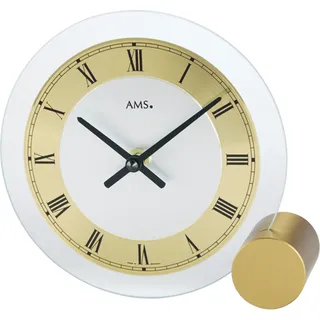 AMS T168 Tischuhr mit messinglackiertem Metallsockel und Quarzwerk - Gold