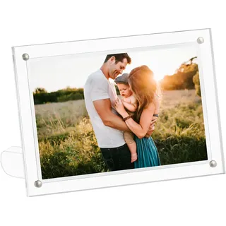CECOLIC 13 x 18 cm Acryl Fotorahmen, Transparenter Magnetischer Bilderrahmen, Rahmenloser Postkartenständer zum Präsentieren von Fotos von Familie und Freunden (1 Packung)
