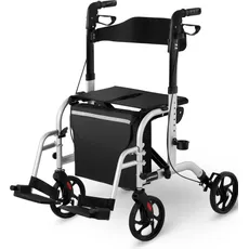 Bild 2in1 Rollator Faltbar Gehilfe Rollstuhl Klappbar Laufhilfe Reflektor Tasche