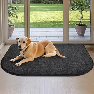 DOMUSTEX Schmutzfangmatte Innen 80x120cm Halbrund, Waschbar Teppich Läufer, Eingangsteppich, rutschfeste Fussmatte für Hund, Küche, Flur