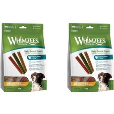 WHIMZEES by Wellness Stix, natürliche, getreidefreie Zahnpflegesnacks, Kaustangen für mittelgroße Hunde, 14 Stück, Größe M (Packung mit 2)