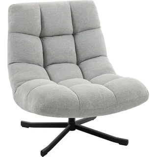 HOMCOM Sessel Drehbar Loungesessel mit Breiter Sitzfläche, gepolstert Relaxsessel mit wasserabweisend Chenille-Optik, gekreuzt Stahlbeine, modern Polsterstuhl für Wohnzimmer, Schlafzimmer, Hellgrau - Hellgrau