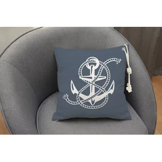 Queence Maritimer Anker Sylt 40 x 40 cm Blau