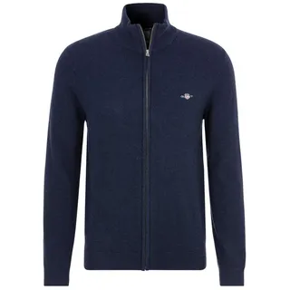 GANT Strickjacke EXTRAFINE LAMBSWOOL ZIP CARDIGAN mit Logostickerei blau XXXL (62)