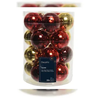Christmas Decorations Weihnachtskugeln Glas 6cm, x 20 Stück - Rot / Gold, Mix