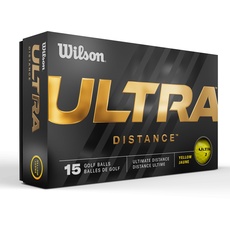 Wilson Staff Golfbälle, Ultra Distance, Zweiteiliger Golfball, 15 Bälle, Gelb