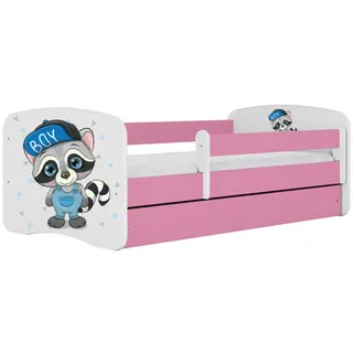 Raumhirsch Furniture Kinderbett Waschbär mit Schublade 160/80 90/61/164 , Rosa , Holzwerkstoff , Rechteckig , 80x160 cm , FSC 100% , Babymöbel & Kindermöbel, Kinderzimmer & Jugendzimmer, Kinderbetten