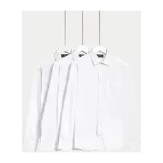 Mens M&S Collection 3pk Slim Fit Easy Iron Long Sleeve Shirts - White, White - 15L