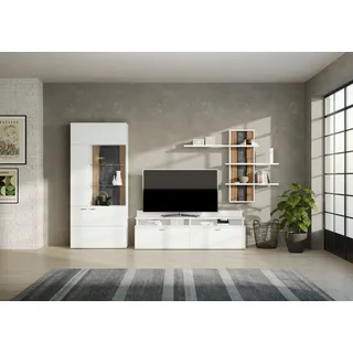 Wohnwand "TACOMA", weiß (weiß arctic hochglanz), SET ONE BY MUSTERRING, Kastenmöbel-Sets, Wohnwand, Typ 01, mit Wandregal