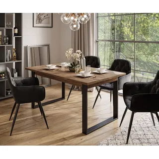 Möbelset ART - T-Klapptisch 150-198 und 4 Stühle, Stirling Eiche, Polsterstoff: Bluvel Schwarz 19