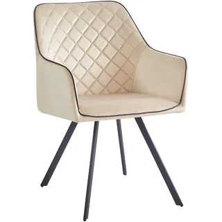 Kayoom Armlehnstuhl , Beige , Textil , Stativgestell , 58x85x64.5 cm , Esszimmer, Stühle, Polsterstühle