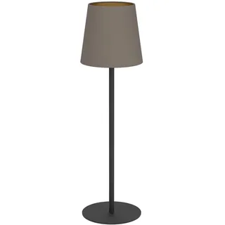 EGLO Tischlampe Fiorana, Nachttischlampe mit Stoff Lampenschirm, Tischleuchte für Wohnzimmer und Schlafzimmer aus Metall in Schwarz und Textil in Braun und Gold, E14 Fassung