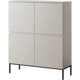 Selsey Highboard Bemmi 100 cm Hoch Kaschmirgrau mit Schwarzen Beinen