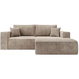 Selsey Ecksofa Farese Mini mit Cordbezug Beige, rechts , Textil , Ottomane rechts, L-Form,L-Form , 240x167 cm , Made in Europe , Wohnzimmer, Sofas & Couches, Wohnlandschaften, Ecksofas