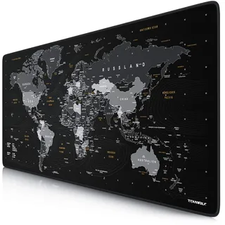 CSL Titanwolf XXL Gaming Mauspad 900x400x3 mm Weltkarte Schwarz