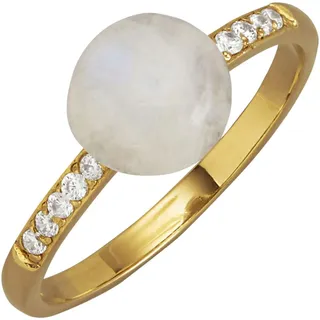 Fingerring FIRETTI "Schmuck Geschenk Silber 925 Damenring Ring" Gr. 60, bunt (gelbgoldfarben, mehrfarbig, kristallweiß), Fingerringe, Damen, 60, Silber 925 (Sterlingsilber), 2,4mm, Fingerring, mit Mondstein, Zirkonia (synth.)