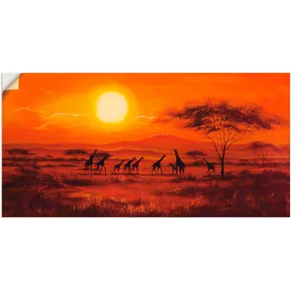 Artland Wandbild »Giraffenherde«, Afrika, (1 St.), als Poster, Wandaufkleber in verschied. Größen, orange