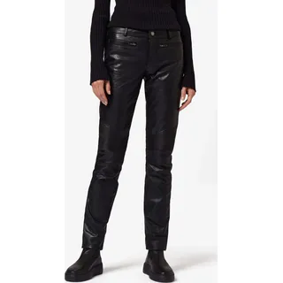 Ricano Damen Lederhose Lederjeans DONNA aus butterweichem Ziegen-Nappa Leder – Schwarz / L - Schwarz