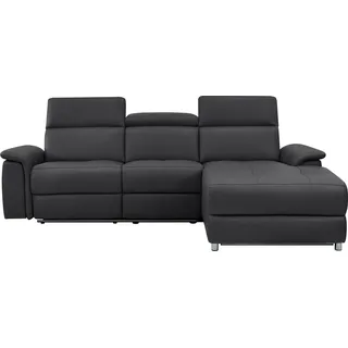 Home affaire Ecksofa »Pareli, L-Form, 259cm,m. Recamiere, Echtleder, Kunstleder, Webstoff« man. o. elektr. Relaxfunktion, USB/Kopfteilverstellg u. LED, schwarz