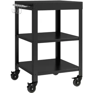 casa.pro Outdoor Servierwagen Bolognano Stahl 81x50x50 cm Schwarz