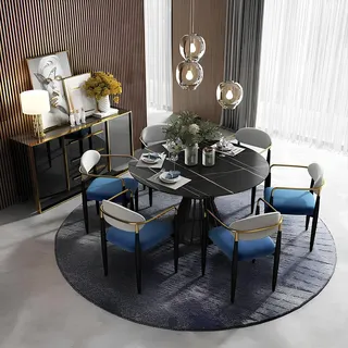 Esstisch Holz Runde Rund Tische Esszimmer Runder Tisch Italienische Möbel Neu - Schwarz