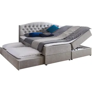 Atlantic Home Collection Boxspringbett LOTTE, mit Topper, Bettkasten und Gästebett, grau