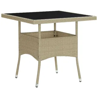 vidaXL 3-tlg. Garten-Essgruppe Beige Poly Rattan und Glas - Beige