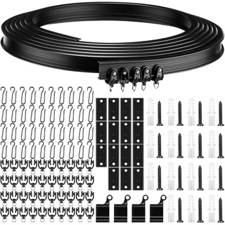 Jetec Biegsame Decke Gebogene Vorhangschiene Flexible Decken Vorhang Halterung Weiche Fenster Schiene für Vorhang Schiene mit Metall Vorhang Haken, Bett Vorhänge Zimmer Trennwand (Schwarz, 5 m)