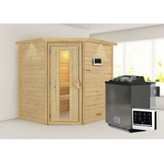 Bild Sauna Mia Eckeinstieg Ofen 9 kW Bio-Kombiofen inkl. Steuergerät inkl. gratis Zubehörpaket