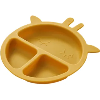 Tom ET ZOE, PU0034, Giraffe Silicone Plate for Children, Fun and Non-Slip Design, 3 compartments for Varied Meals, Easy to clean, Yellow, one Size, Assorted Colors